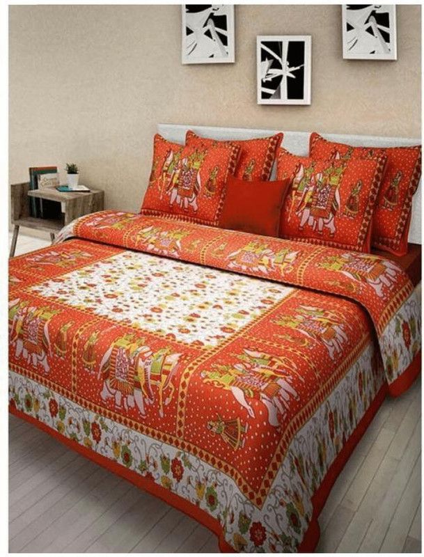 144 TC Cotton Double Abstract Bedsheet  (Pack of 1, Torquoise)