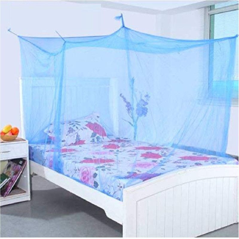 Ubika Nylon Adults Washable High Quality Single Bed Mosquito Net to Protect Various Insects Mosquito Net  (Blue, Frame Hung)