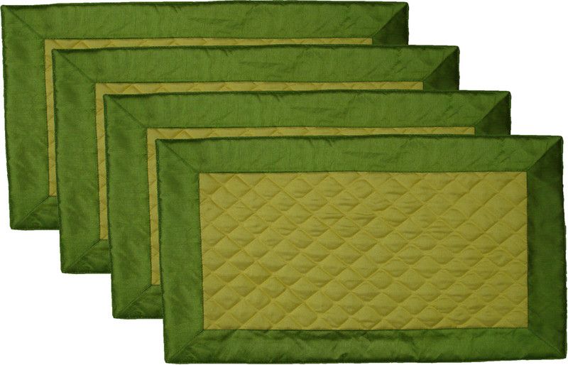 HOME SHINE Rectangular Pack of 4 Table Placemat  (Green, Polyester)