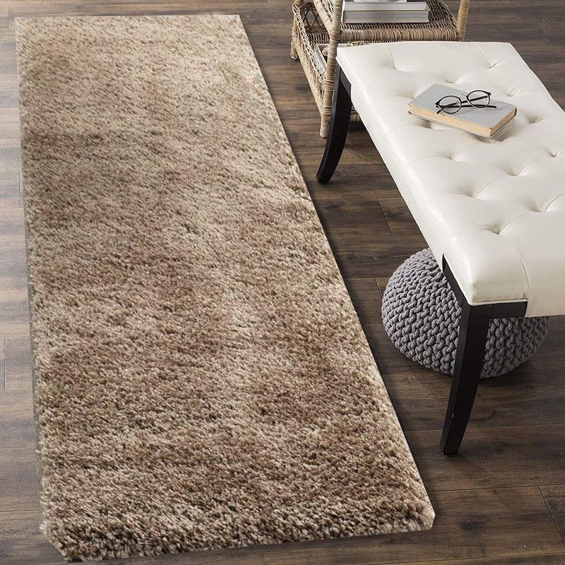 Shag Weaving Gold Polyester Carpet  (60 cm, X 90 cm, Rectangle)