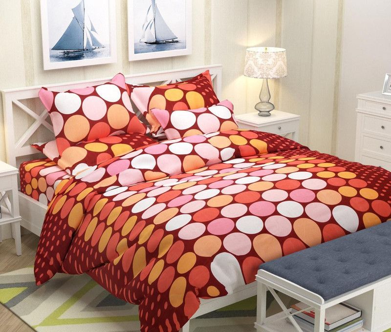 Daksha Fab 160 TC Polycotton Double 3D Printed Flat Bedsheet  (Pack of 1, Orange)