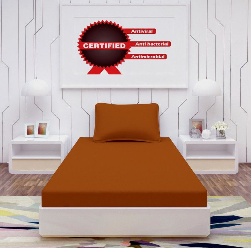 WMK 250 TC Polycotton Single Solid Flat Bedsheet  (Pack of 1, LIGHT BROWN CHOCOLATE)