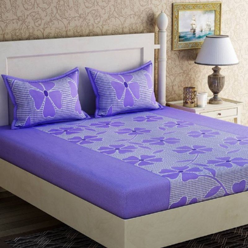 CHAWLA TEXTILE 144 TC Microfiber Double Floral Flat Bedsheet  (Pack of 1, Multicolor)