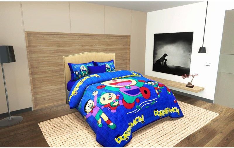 MAGITEXT 250 TC Cotton Double Cartoon Flat Bedsheet  (Pack of 3, Multicolor)