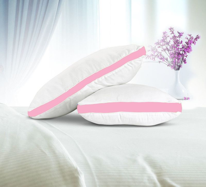 Riyans group Luxury gusset pillow Microfibre Solid Sleeping Pillow Pack of 2  (Light Pink)
