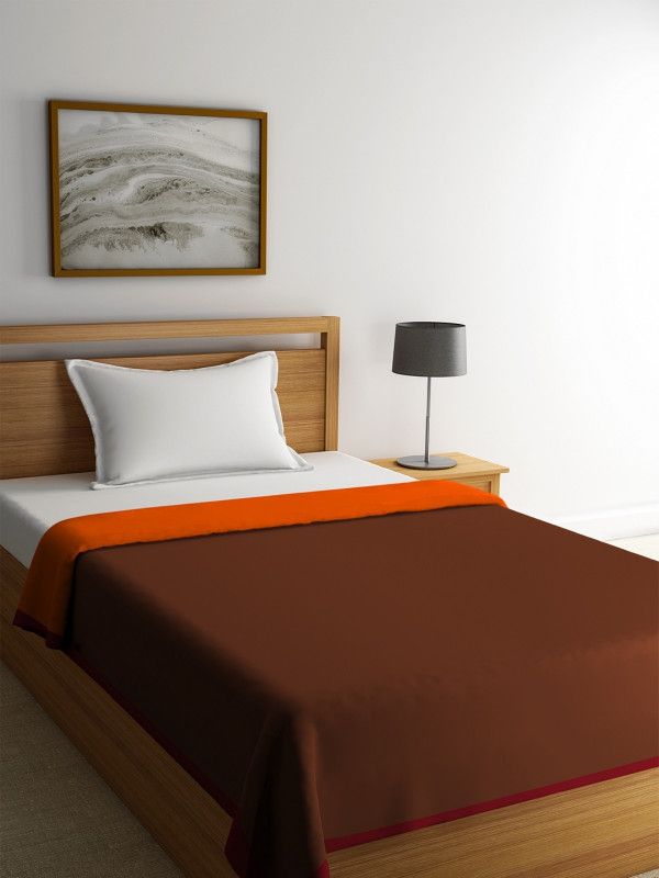 ROMEE Solid Single Dohar for Mild Winter  (Cotton, Brown, Orange)