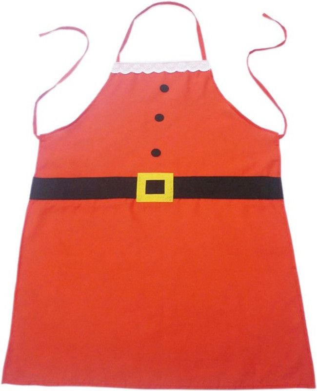 FUTABA Polyester Home Use Apron - Free Size  (Red, Single Piece)