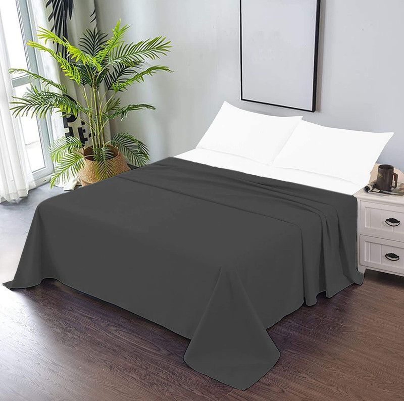 CCWB 750 TC Cotton Double Solid Flat Bedsheet  (Pack of 1, Grey)