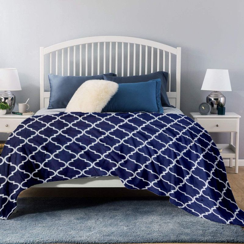 JAW Polka Double AC Blanket for Mild Winter  (Fur, Tomb Blue)