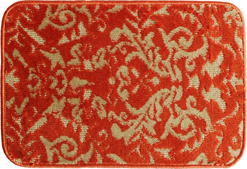 The Home Talk Polyester Door Mat  (Orange, Small)