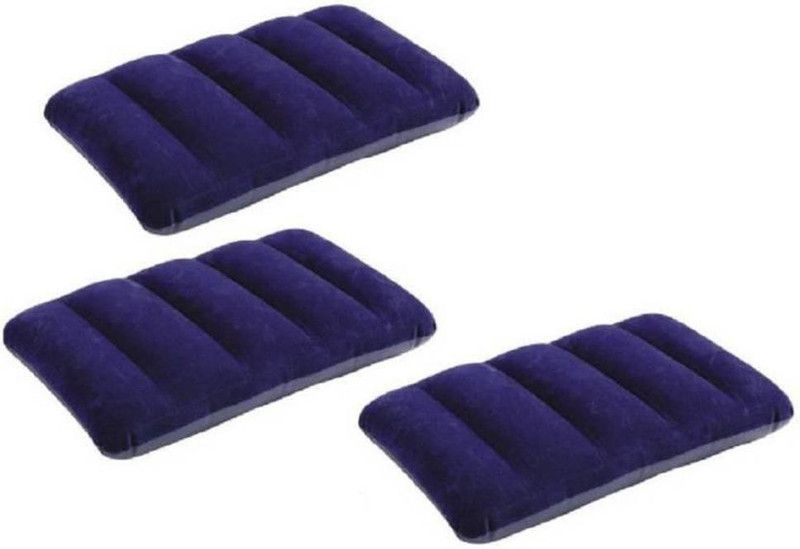 Radhe Hub Polyester Fibre Solid Travel Pillow Pack of 3  (Blue)