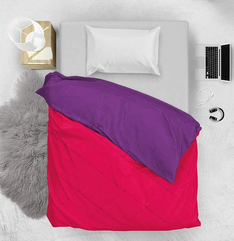 TUNDWAL'S Solid Double Comforter for Mild Winter  (Microfiber, Pink, Purple)