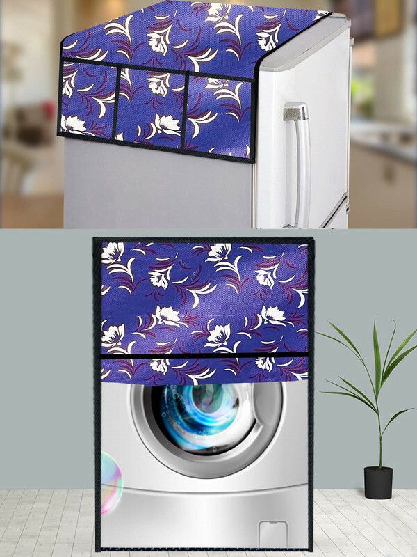 JM Homefurnishings Front Loading Washing Machine Cover  (Width: 61 cm, White, Purple)