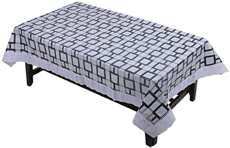 TANLOOMS Printed 6 Seater Table Cover  (Grey, PVC)