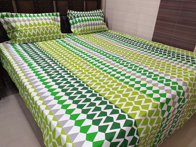 ABC TEXTILE HOUSE 250 TC Cotton Double Printed Flat Bedsheet  (Pack of 1, Multicolor)