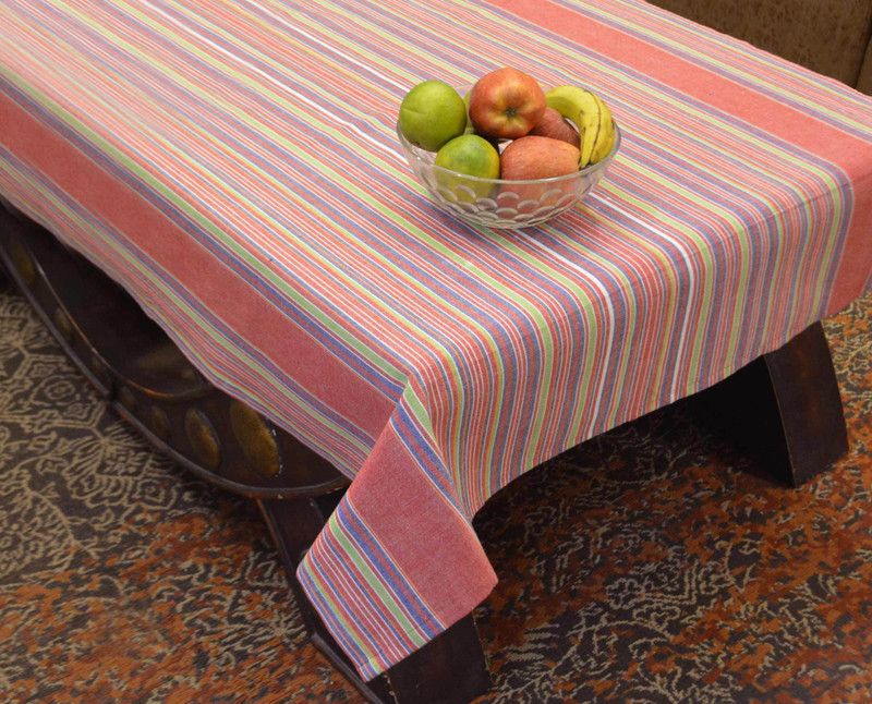 Rhome Striped 4 Seater Table Cover  (Multicolor, Cotton)