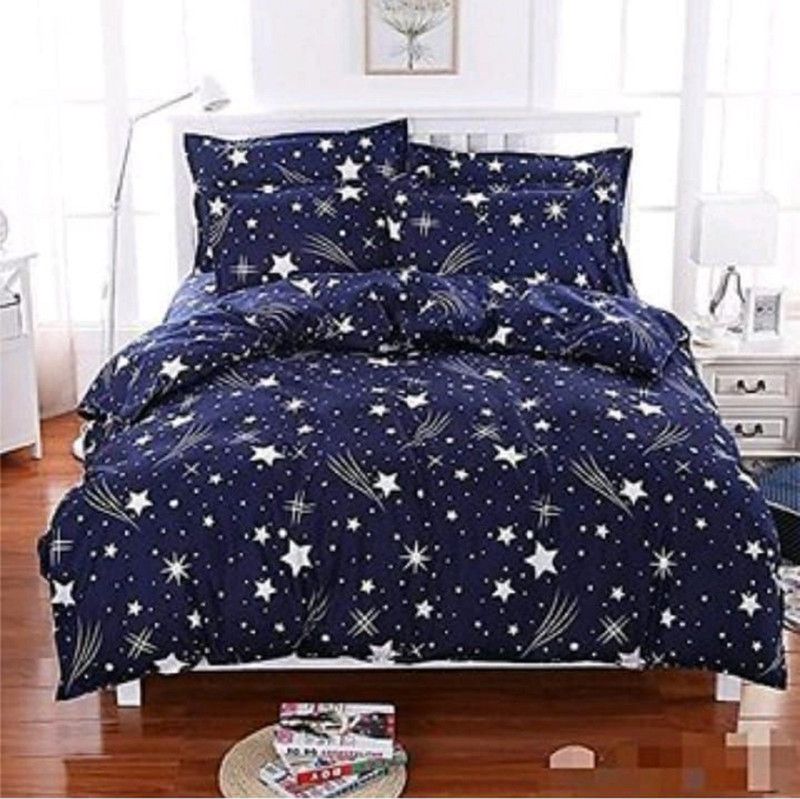 ADIRAV 200 TC Polyester Double Solid Flat Bedsheet  (Pack of 1, Navy Blue)