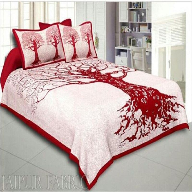 Panipat 240 TC Microfiber Double Printed Flat Bedsheet  (Pack of 1, Red)