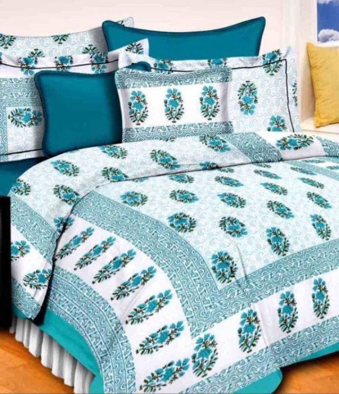 Original Labour 120 TC Cotton Double 3D Printed Flat Bedsheet  (Pack of 1, Multicolor)
