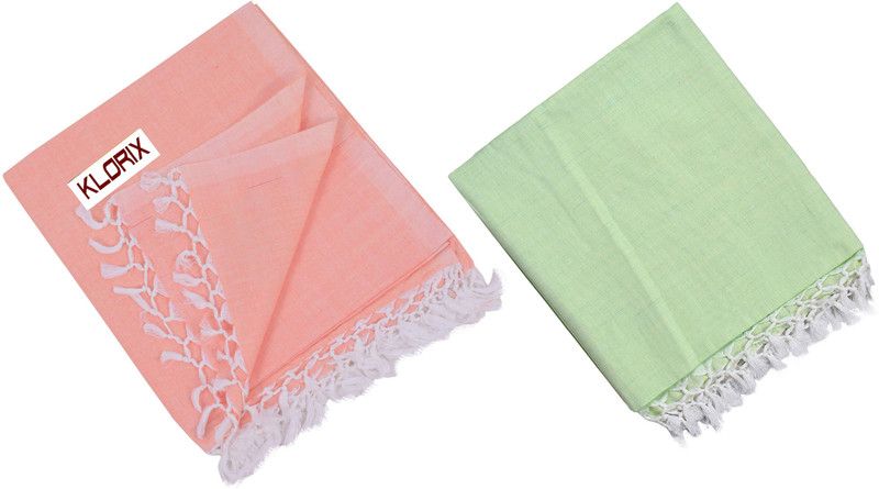 KLORIX 140 TC Cotton Queen Solid Flat Bedsheet  (Pack of 1, Green, Red)