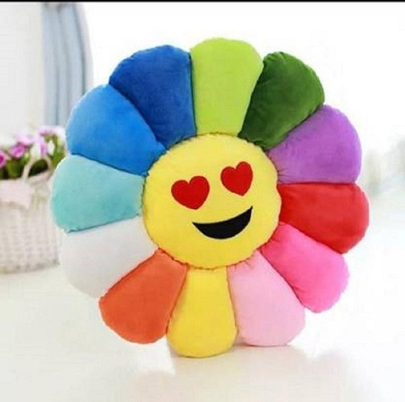 Qplus 01 Microfibre Smiley Sleeping Pillow Pack of 1  (Multicolor)