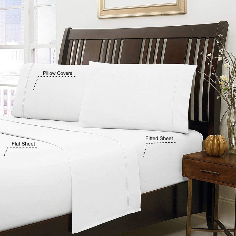 marwadi 144 TC Cotton King Paisley Flat Bedsheet  (Pack of 1, Cotton White King Size Double Bed Bedshseet)
