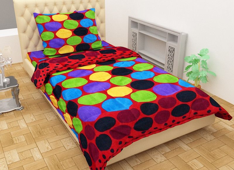 SpeedDecor 120 TC Polycotton Single Printed Flat Bedsheet  (Pack of 1, Multiclor)