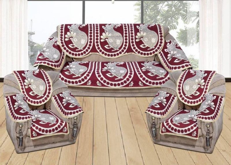 Arcreation Polycotton Cartoon Sofa Cover  (Red Pack of 6)
