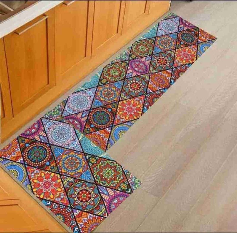 achyuta creation Rubber Floor Mat  (Multicolor, Large, Pack of 2)