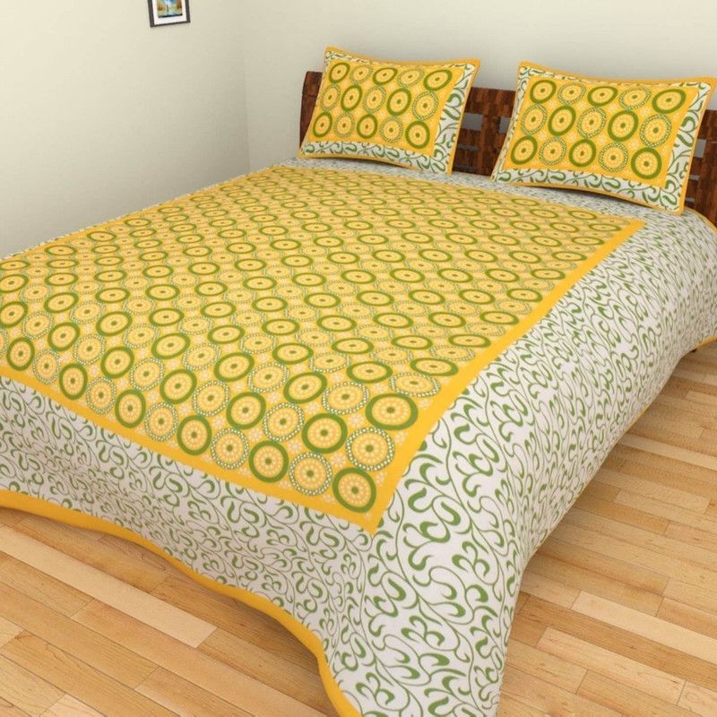 Aiden Kart 295 TC Cotton Queen Jaipuri Prints Flat Bedsheet  (Pack of 1, Multicolor)