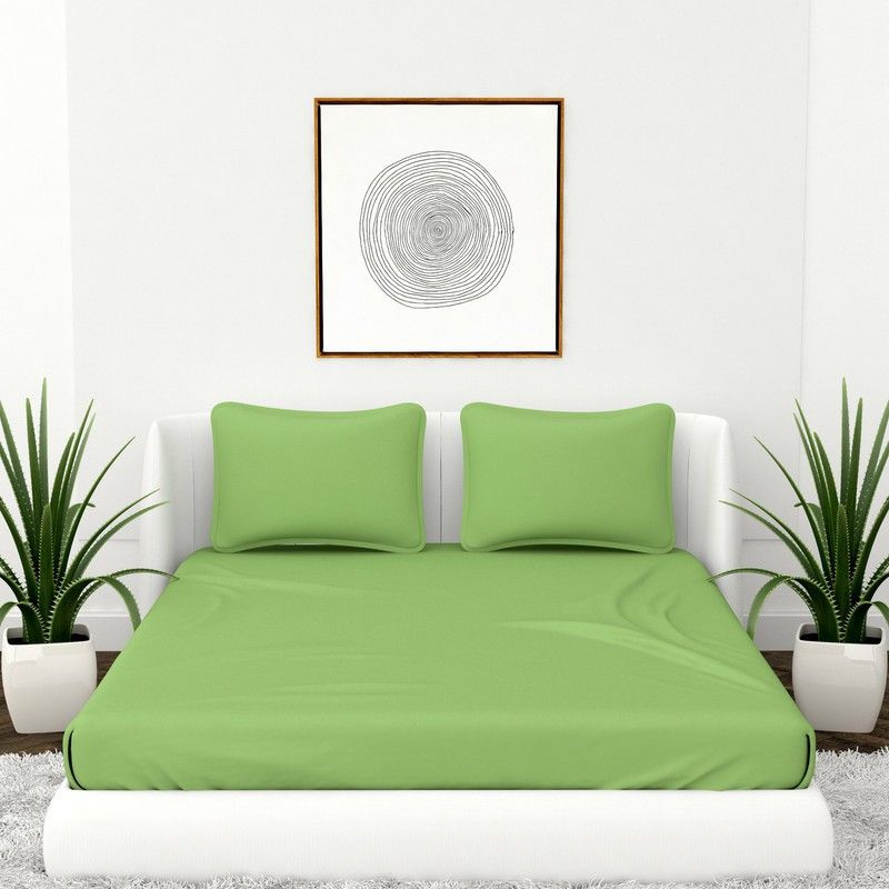 Trendy Threads 300 TC Cotton Double Solid Flat Bedsheet  (Pack of 1, Green)