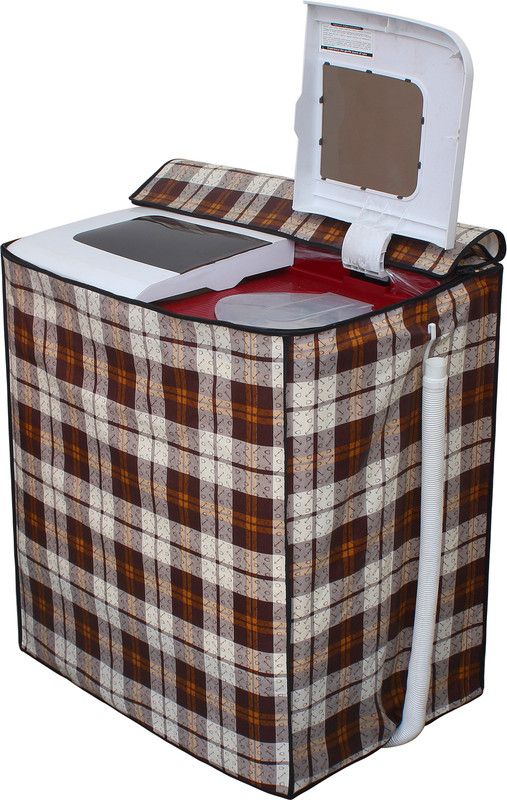 Glassiano Semi-Automatic Washing Machine Cover  (Width: 88.9 cm, Brown)