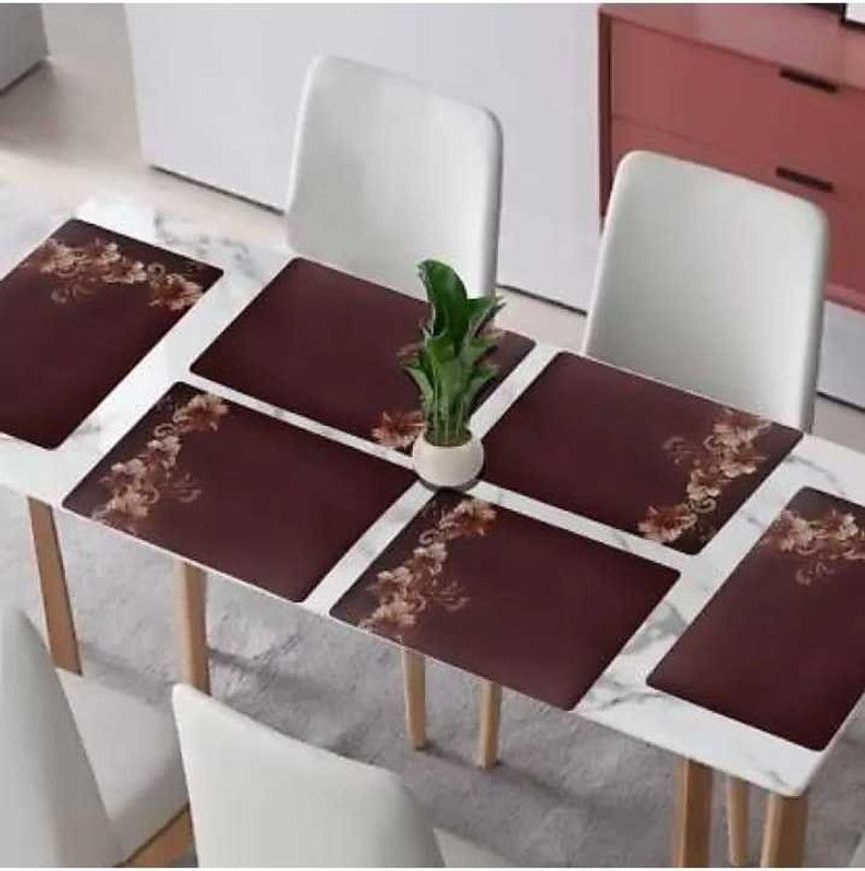 THE LION'S SHARE Square Pack of 6 Table Placemat  (Multicolor, Light Green, PVC)