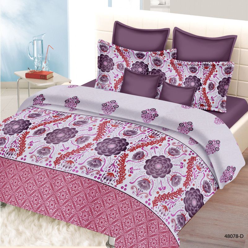 Mafatlal 300 TC Cotton King Abstract Flat Bedsheet  (Pack of 1, Iris Purple)