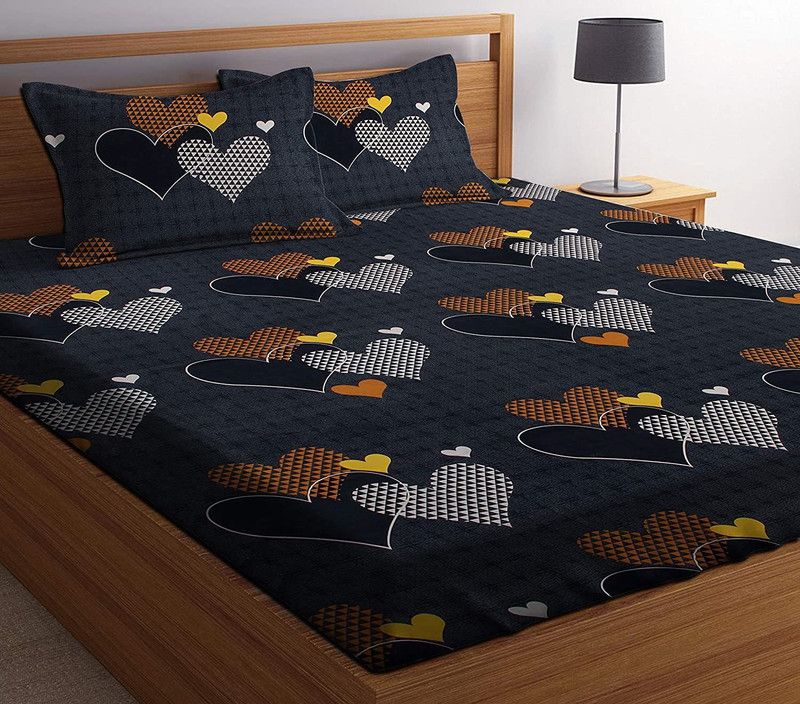 Richly 210 TC Polycotton Double Printed Flat Bedsheet  (Pack of 1, Multicolor)
