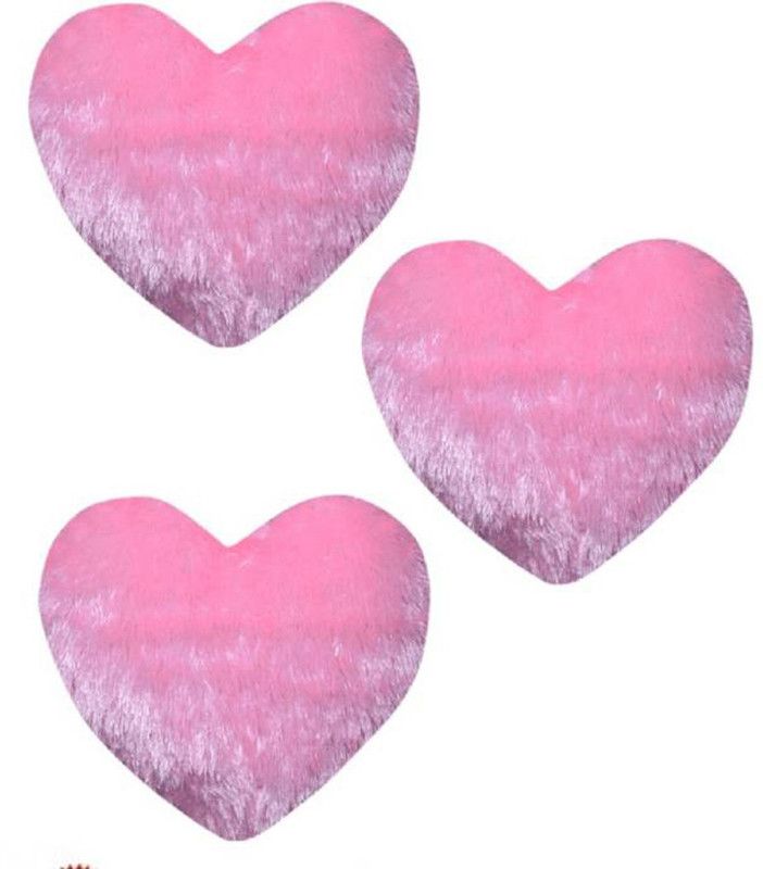 G S COLLECTIONS Polyester Fibre Solid Cushion Pack of 3  (Heart Pink cushions)