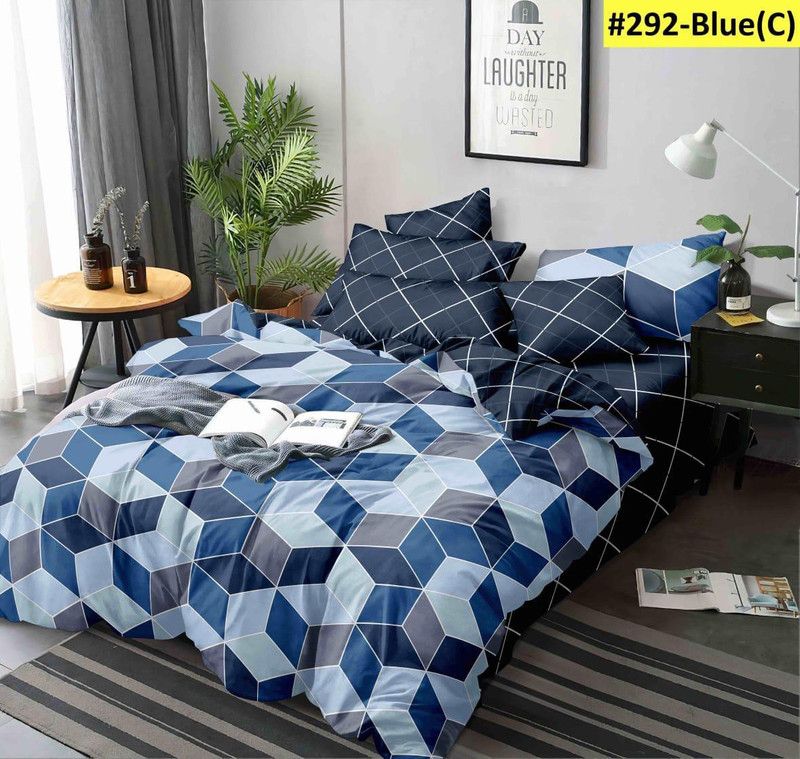 140 TC Polycotton Double Bedsheet  (Pack of 3, blue)