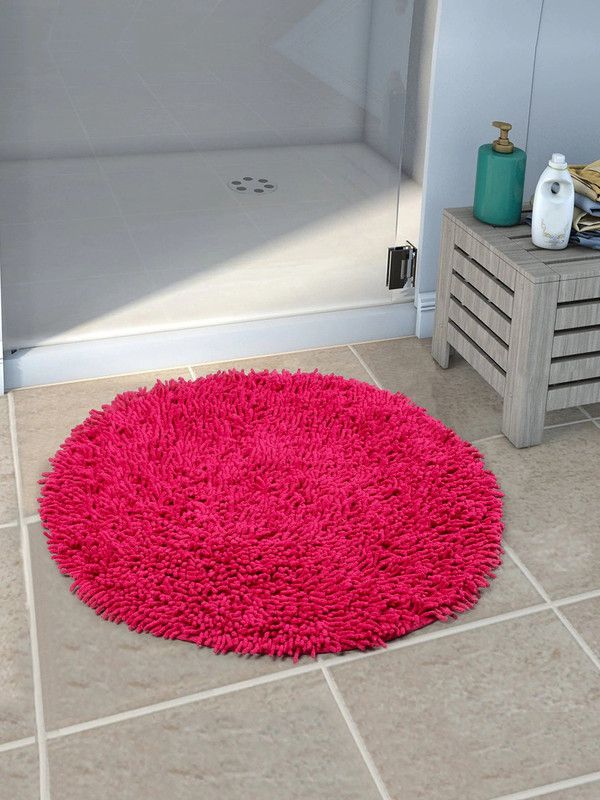 Saral Home Cotton Bathroom Mat  (Dark Pink, Small)