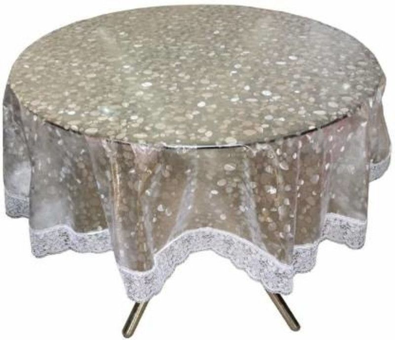 ZITIN Printed 4 Seater Table Cover  (White, PVC)