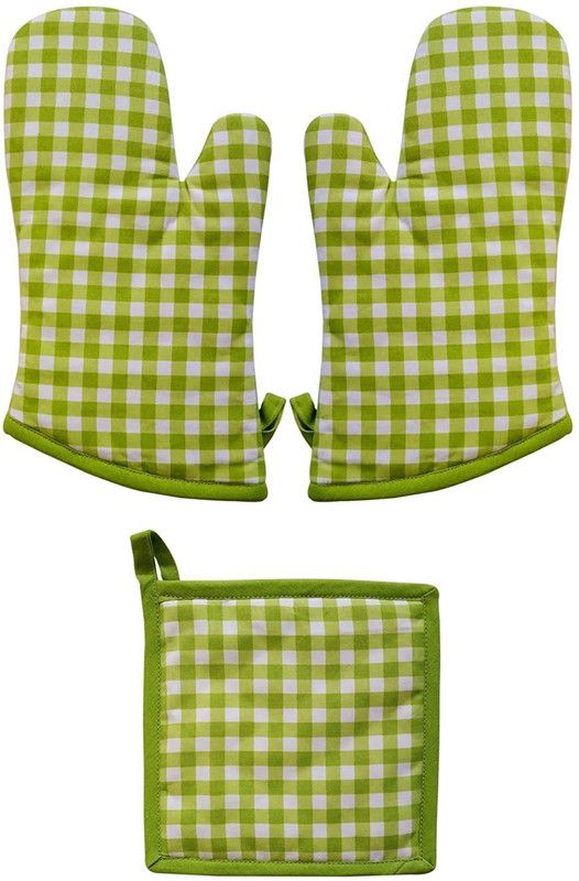 COTTON CANDY Green, White Cotton Kitchen Linen Set  (Pack of 3)