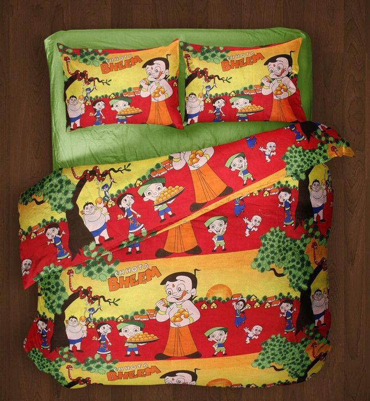 PRODUCTSCK 144 TC Polycotton Double Printed Flat Bedsheet  (Pack of 1, Green)