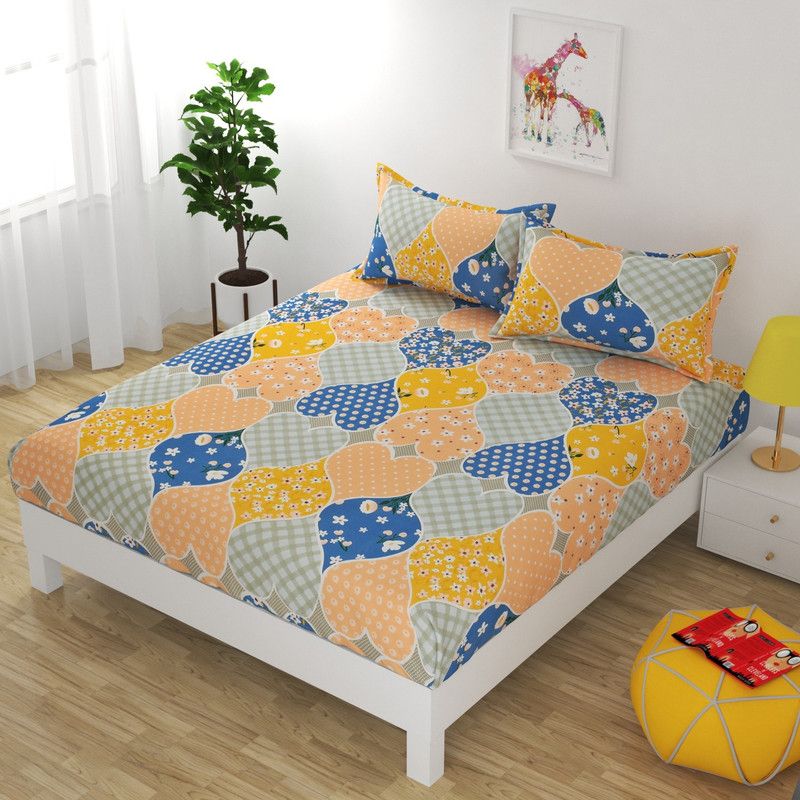 155 TC Cotton Double Printed Bedsheet  (Pack of 1, Multicolor)