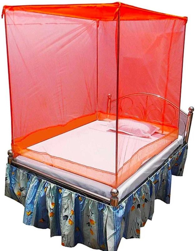 Tejasvi creation Nylon Adults Washable ORANGE SINGLE BAD (4x6) Mosquito Net  (Orange, Bed Box)