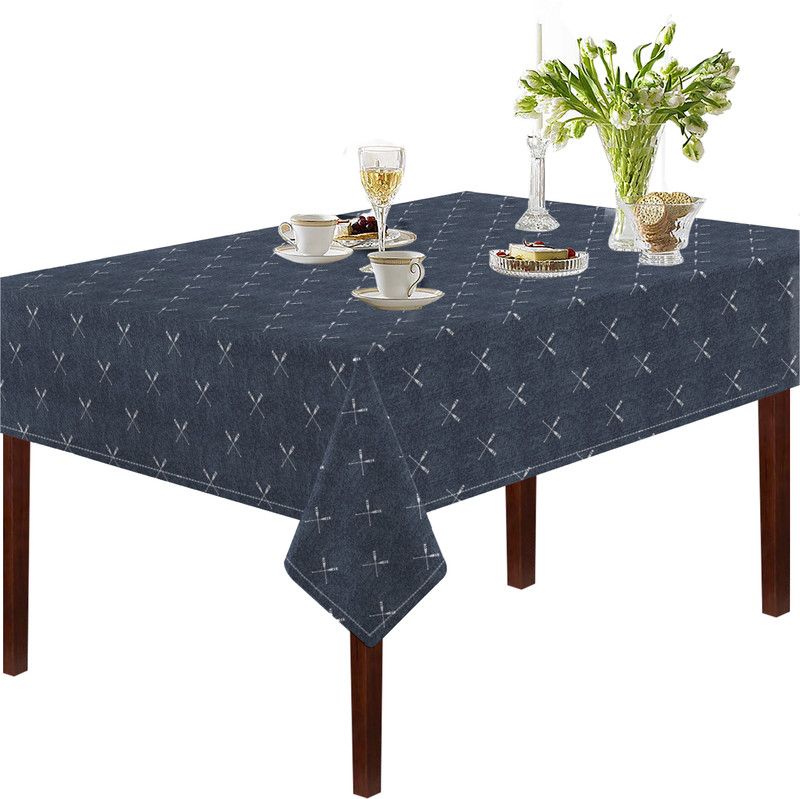 OASIS Printed 8 Seater Table Cover  (Blue, Cotton)