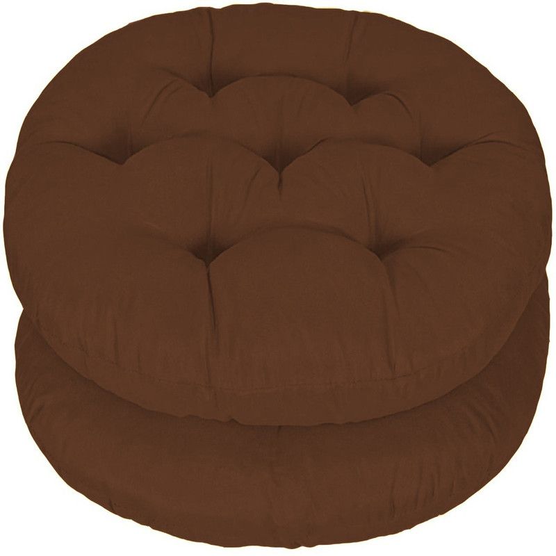 Mom's Moon Round Chair Cushion Polyester Fibre Solid Chair Pad Pack of 2  (Brown)