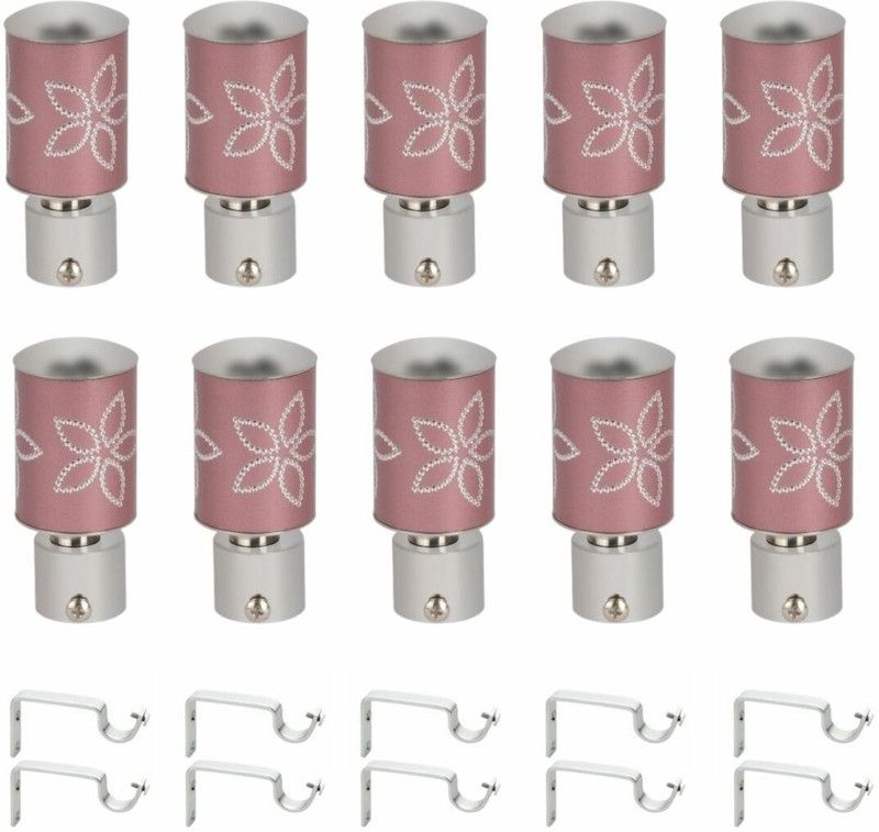 ZYREX Pink, Silver Rod Rail Bracket, Curtain Knobs Metal  (Pack of 10)