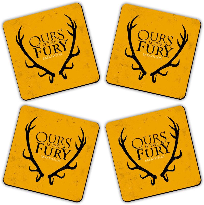 Get Fatang Square Reversible Wood Coaster Set  (Pack of 4)