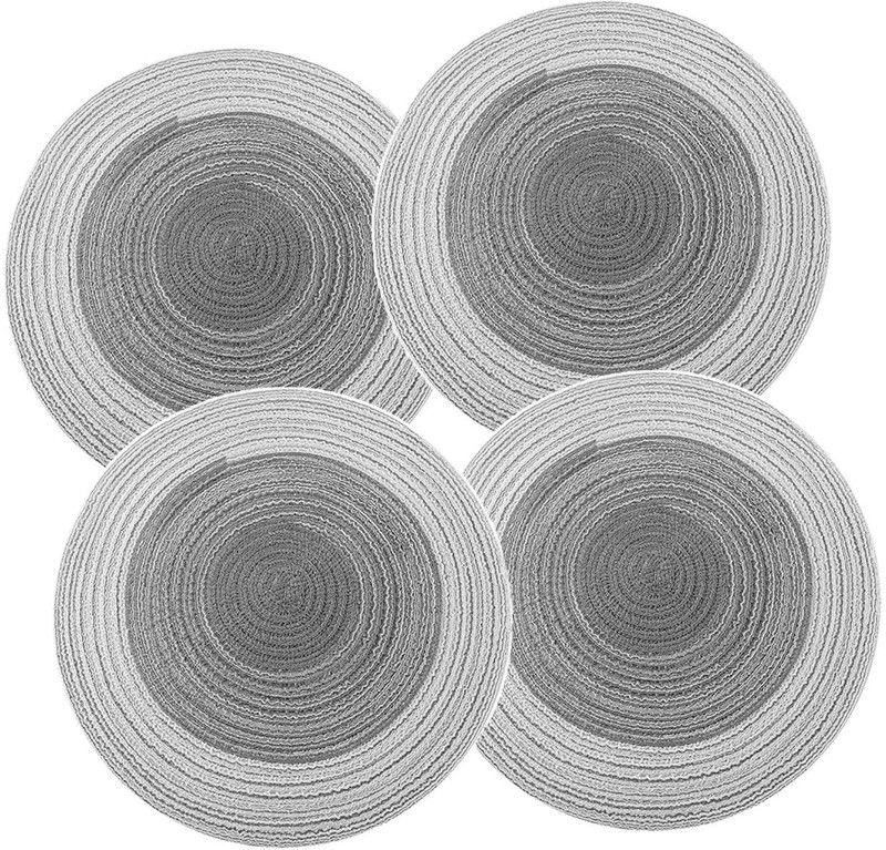 pepplo Round Pack of 4 Table Placemat  (Grey, Cotton)