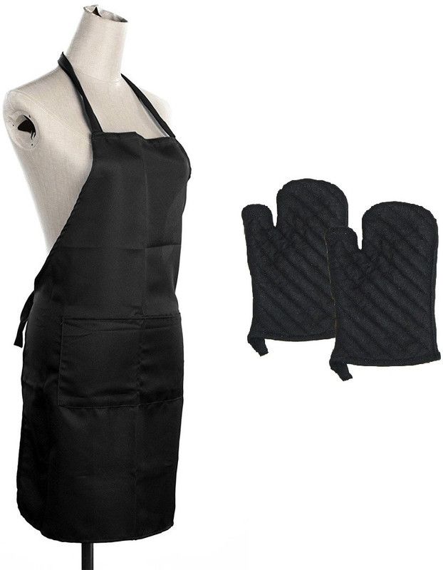 HFI Black Polyester, Cotton Kitchen Linen Set  (Pack of 3)