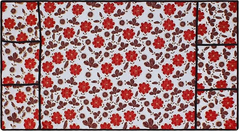 KingMatters Refrigerator Cover  (Width: 53 cm, White, Red)